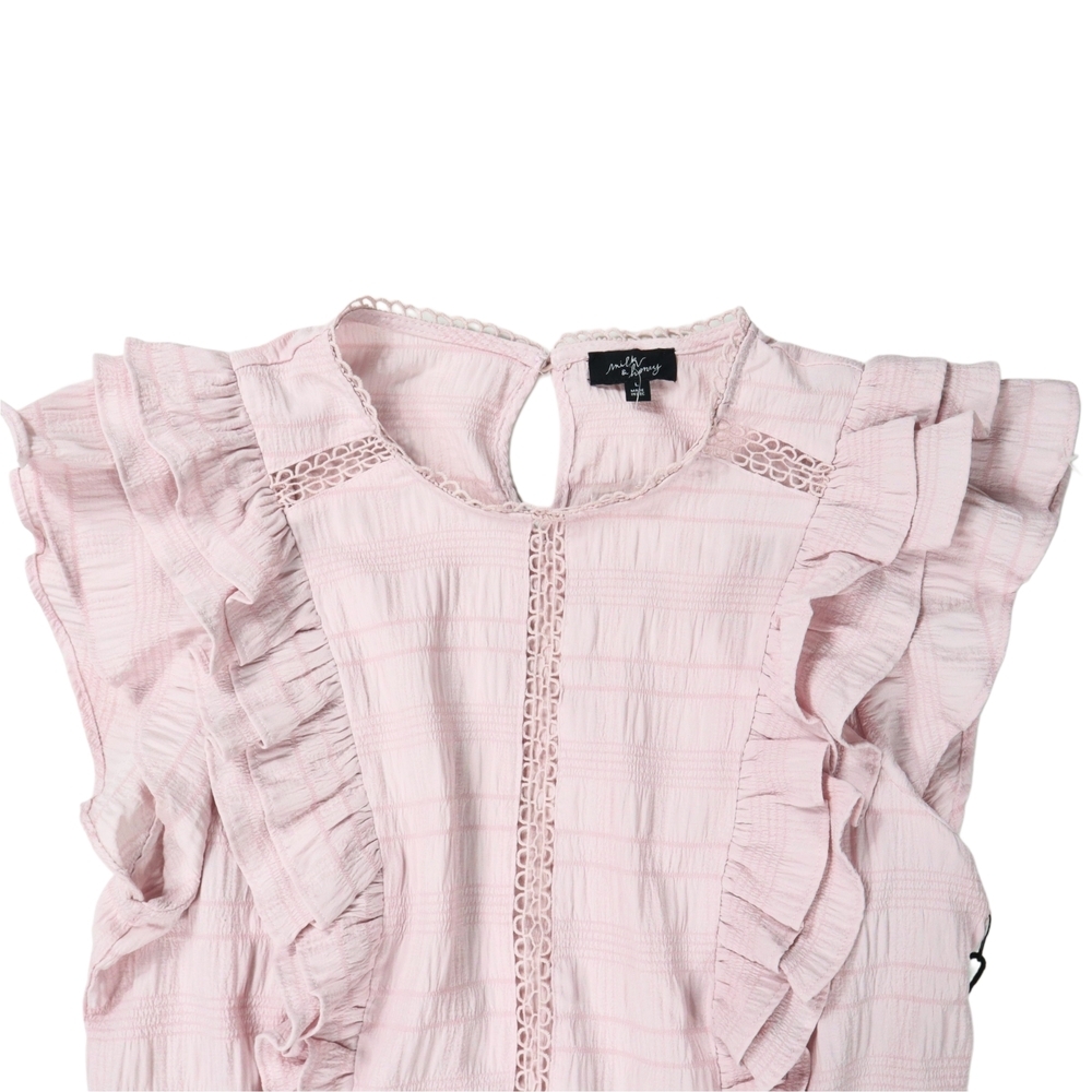 Milk & Honey Blouse Women's Pink Ruffle Tiered Size Large - Picture 3 of 13